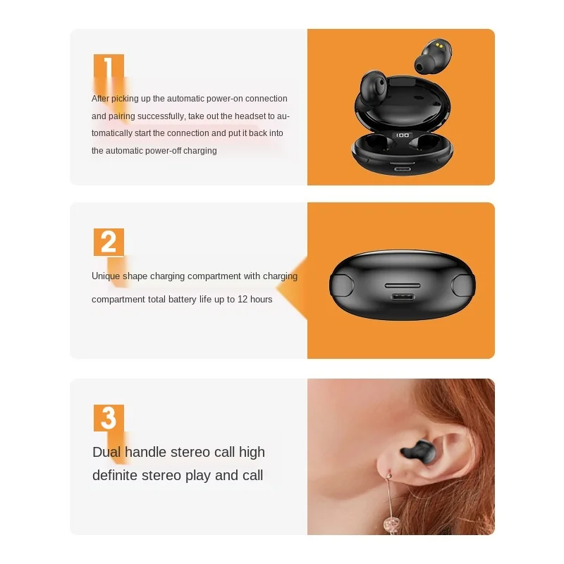 Free shipping TWS Bluetooth headset movement Mini earphone LED digital display Portable charging box waterproof Noise reduction
