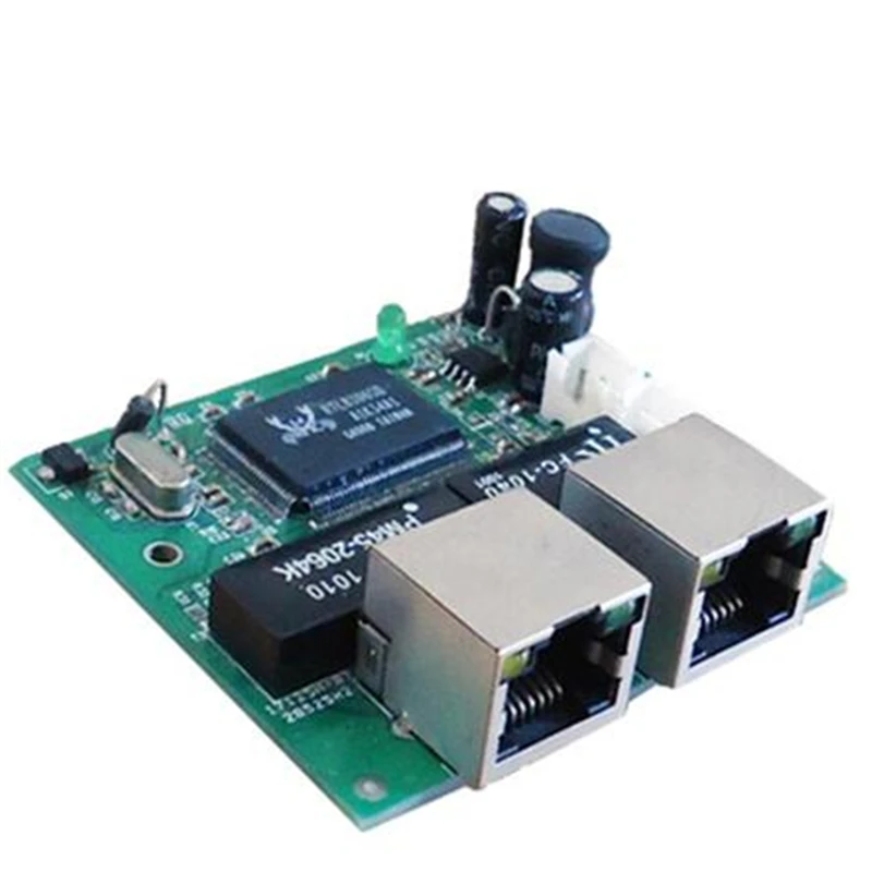 Заводской прямой Мини Быстрый 10/100 Мбит/с 2 порта ethernet сетевой lan переключатель концентратора платы двухслойный pcb 2 rj45 1* 8pin головной порт