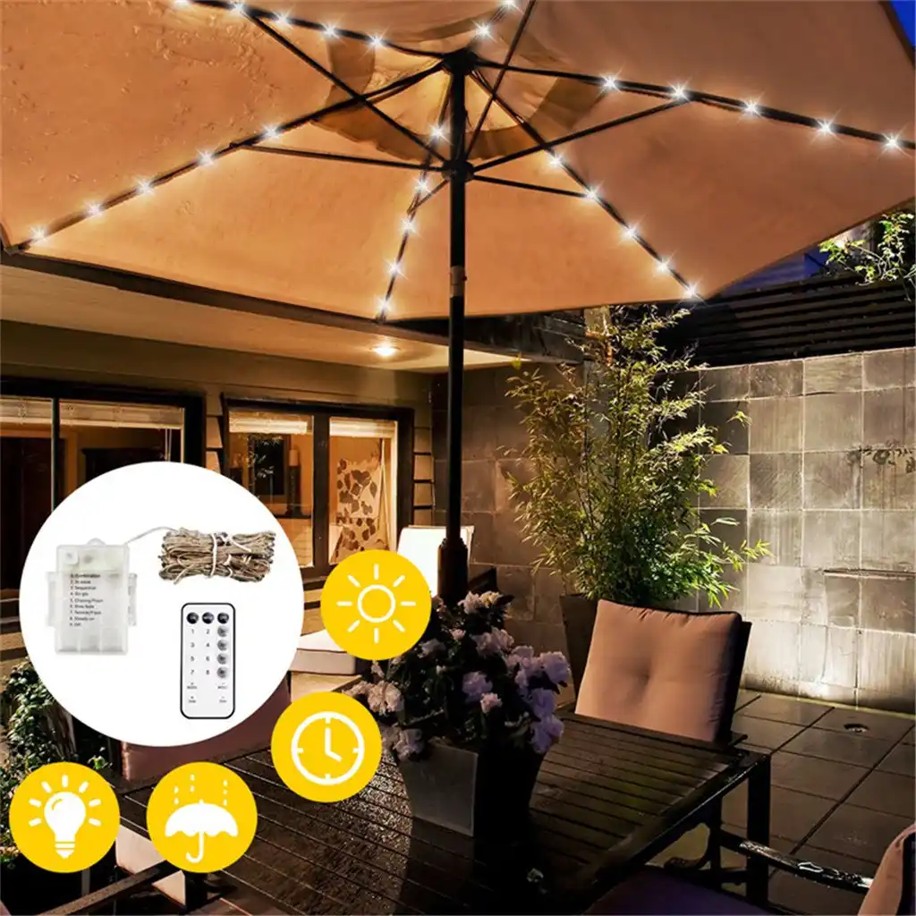 104led Patio Umbrella Light Colors Garden Parasol Lamp Usb Waterproof Led String Light Flexible Decor Lighting Outdoor Lamps G Tent Accessories Aliexpress