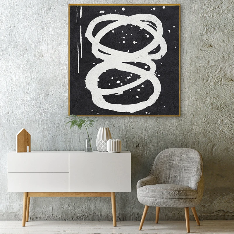 

Modern Abstract Painting Canvas Painting Multiple Black Circles Wall Art Poster Minimalist Printmaking Home Decor Bedroom Mural