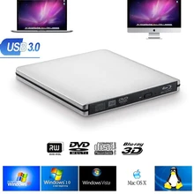 External Blu-Ray Burner Drive USB3.0 DVD Players 3D Slim Optical Drive Blu-Ray Writer Reader CD/DVD Burner for Windows/IOS
