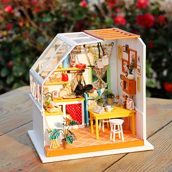 

Eight Kinds DIY Miniature Greenhouse Doll House Model Building Kits Dollhouse Creative Toys Hobby Gift for Children Adult