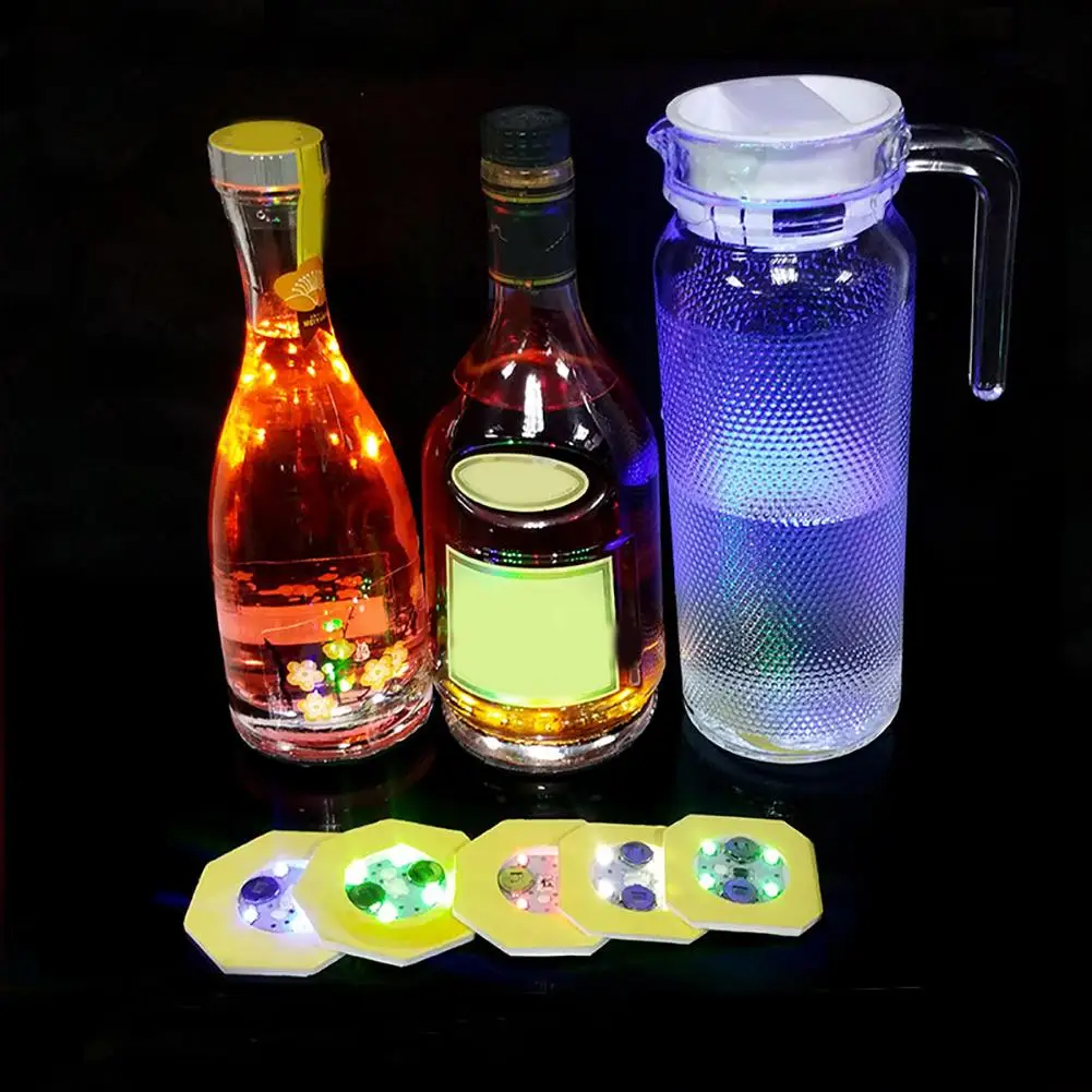 Мини свечение Coaster LED светильник бутылки наклейки Рождество ночной клуб бар