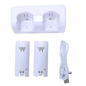 

2 Port + 2 battery 2800mAh Station of Charger Plastic charging station for Nintendo Wii WIIMOTE HANDLE