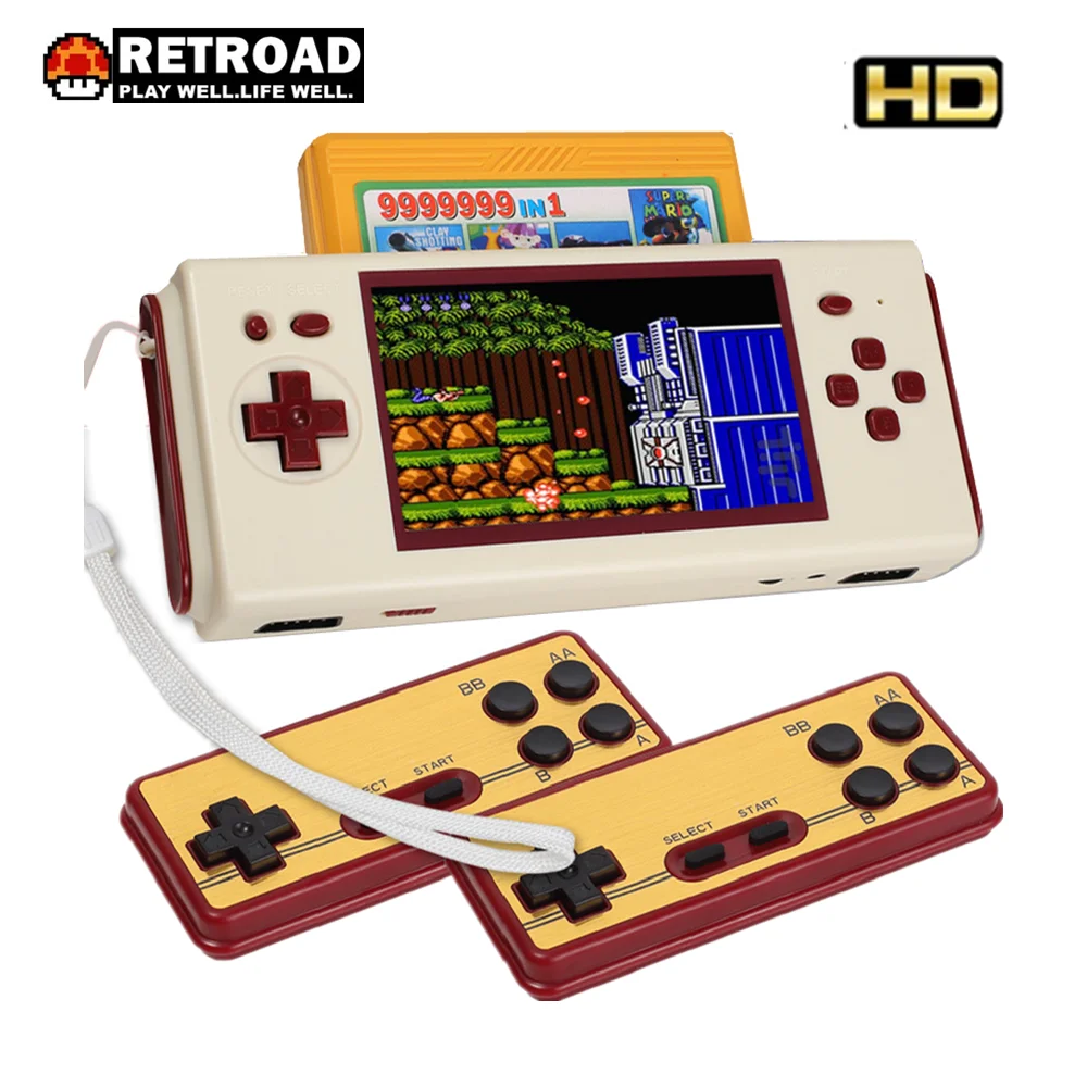 Handheld Game Console Nostalgic 4.3 Inch Hd Large Screen Compatible With Fc  Yellow Multi Cartridge - Accessories - AliExpress