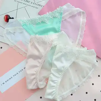 

2020 New Women Elegant Lace Panties Ladies Color Patchwork Underwear Sexy Casual Cotton Crotch Intimates Briefs Hot Sale Female