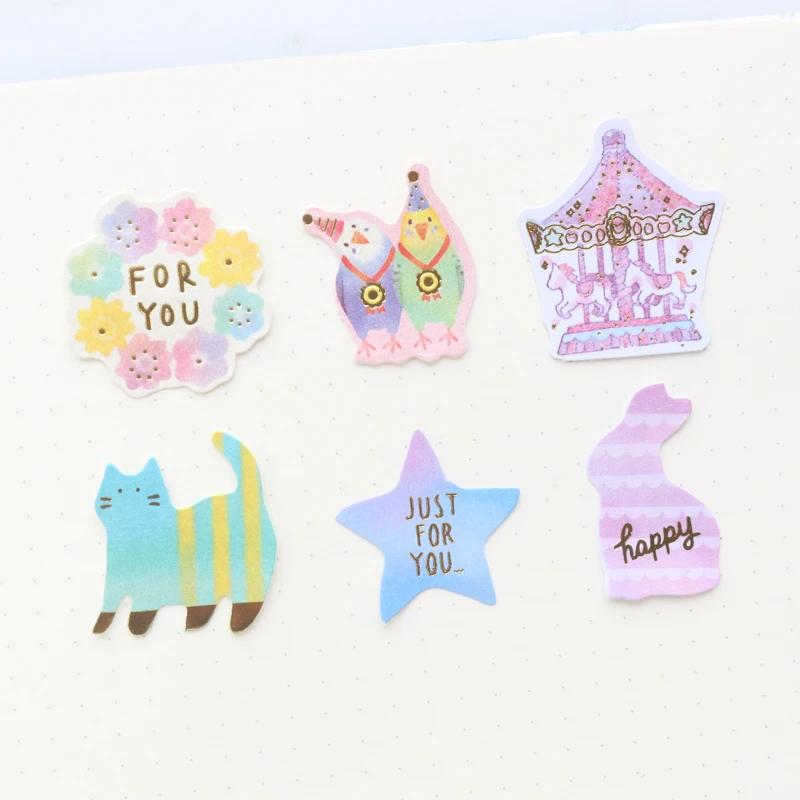 Domikee милые кавайные японские бумажные наклейки из золотой фольги для bullet journal notebooks candy kids дневник планировщик наклейки канцелярские