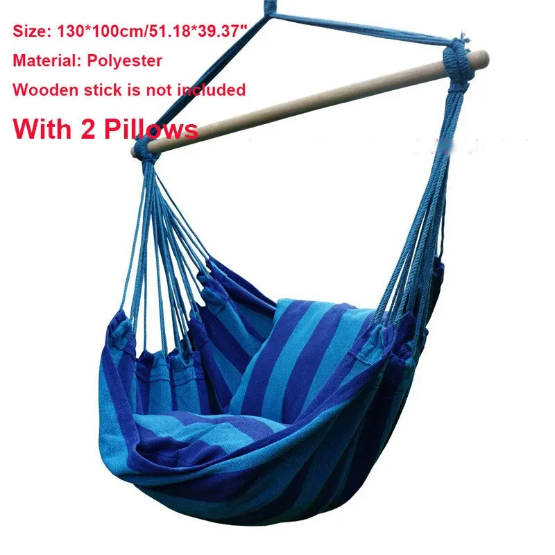 Открытый безопасный бежевый подвесной гамак стул с 2 подушками качели веревка Крытый бар сад сиденье - Color: Dark Blue