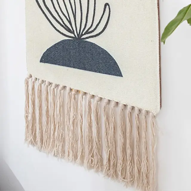 Nordic Bohemian Handmade Woven Wall Hanging Fringe Tapestry Bright Colorful Geometric Rhombus Graphic Cotton Linen Tassels Blank 3