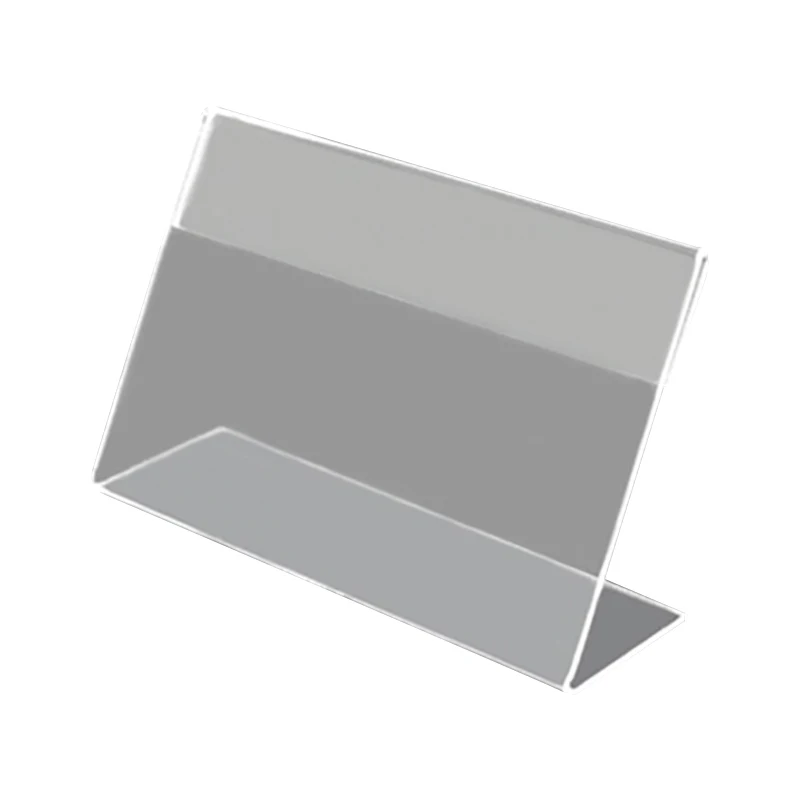 

Clear Plastic Table Sign Price Tag Label Display Paper Promotion Card Holders Small L Shape Stands 100Pcs