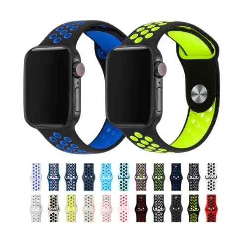 50 шт. спортивный ремешок для Apple Watch 38 мм 40 мм 42 мм 44 мм силиконовый сменный ремешок для часов iWatch серии 5/4/3/2/1