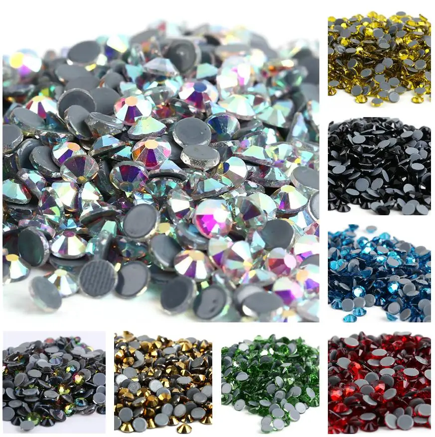 All Sizes 40Colors Crystal AB Hotfix Rhinestones,Glass Strass Hotfix Iron On Rhinestones For Nail Art Sewing & Fabric Decoretion