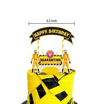 

Quarantine Party Decorations Theme Epidemic Pull Flag Birthday Cake Insert Virus Balloon Set Isolation Party Event Decoration