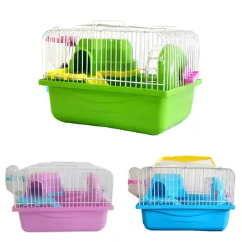 

Double Layer Villa Shape Pet Cage with Running Wheel with Kettle Feeding Bowl Hamster toy small cage