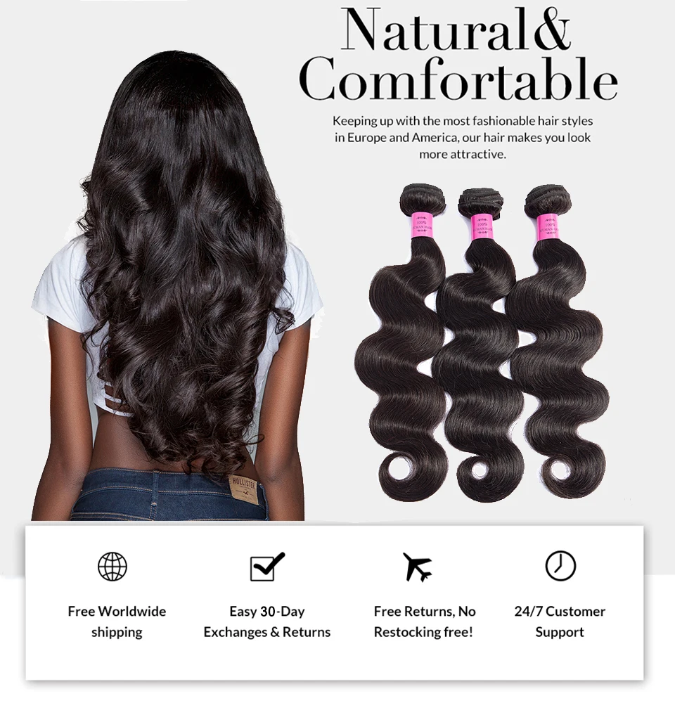 Indian Body Wave Human Hair 4 Bundles