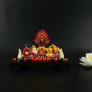 

6.5*4.3"Tibet Tibetan Buddhism Resin Colour Painting Offering Buddha Statue