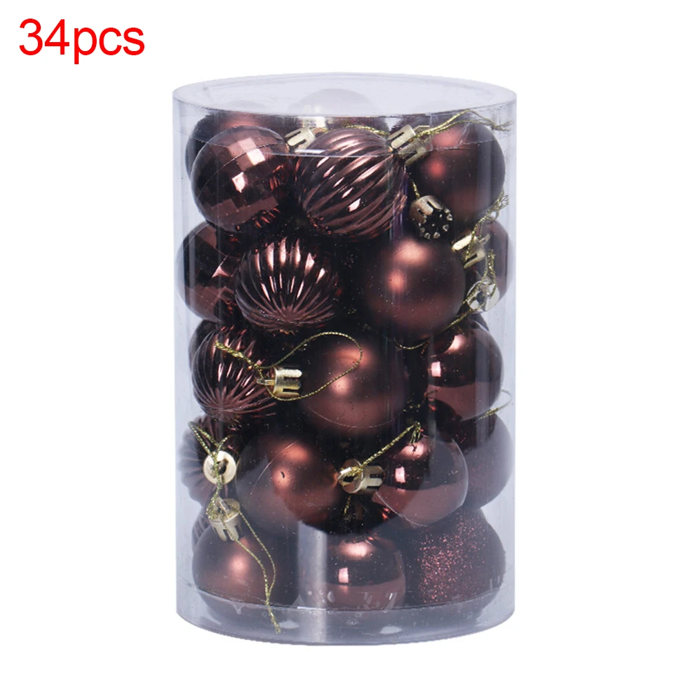 34Pcs Plated Christmas Ball Hanging Bauble Xmas Tree Ornament Home Party Decor