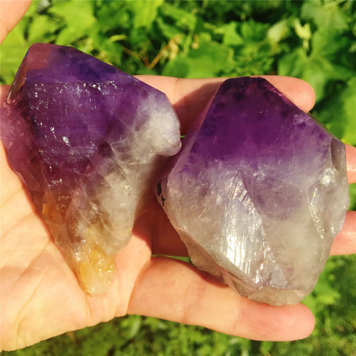 2 шт. Хрустальная колонна Аметист натуральная палочка ТОЧКА персонала дух чакра грубая Аметист камень Целебный Камень с бесплатной сумкой