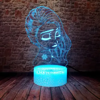 

Elsa Anime Figure Light-up Model 3D Illusion LED Nightlight Colorful Changing Desk Light Elsa Cartoon Figma Girls Toys