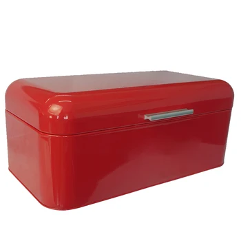 

European Style Holder Container Kitchen Practical Metal Storage Box Holiday Gift Bread Bin Large Capacity Tin Square Shape