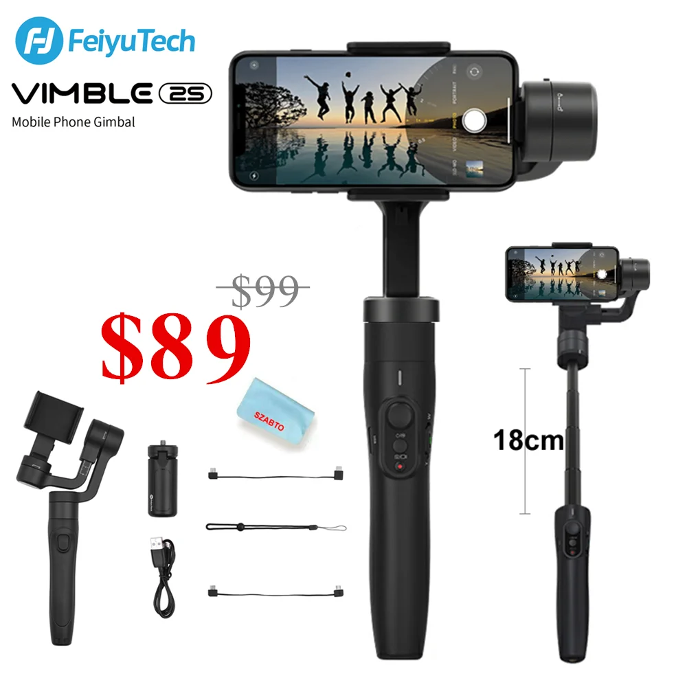 3 осевой ручной шарнирный стабилизатор Feiyu Vimble 2S для iPhone 11 Pro Xs Max XR X Smartphone Samsung Galaxy