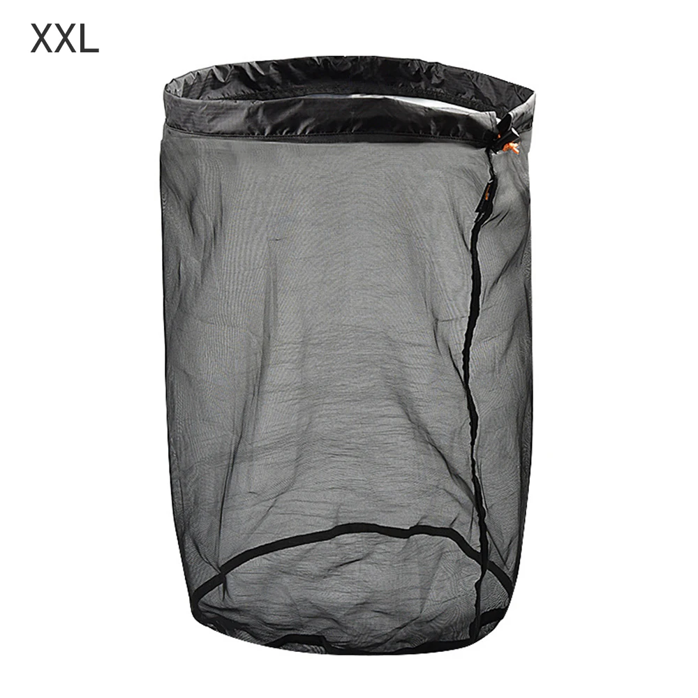 Mesh Storage Bag Outdoor Stuff Sack Drawstring Bags Traveling Organizer S~XXL 