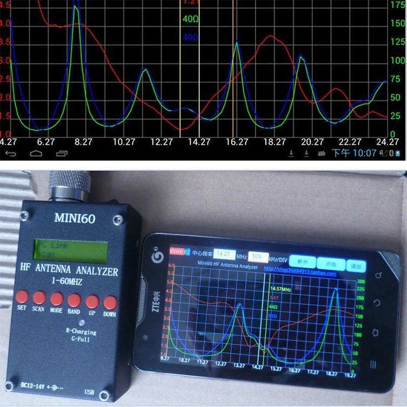 Mini60 Sark100 HF ANT КСВ Антенный Анализатор метр Bluetooth Android APP