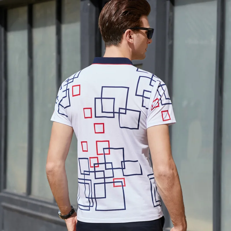 High Quality Tops&Tees Men's Polo shirts Business men brands Polo Shirts embroidery Turn-down collar mens polo shirt Geometric