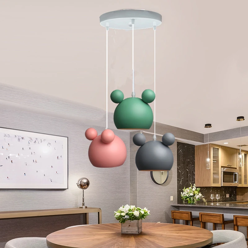 Por separado Instituto en lugar Lámpara colgante nórdica de aluminio para niños, candelabro de Mickey para  dormitorio, accesorios modernos para interiores, luminaria creativa|Luces  colgantes| - AliExpress