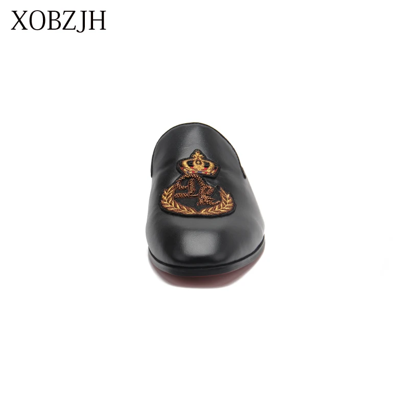 XOBZJH 2019 Men Shoes Man Summer Party Shoes Men New Handmade Leisure Flats Leather Loafers Shoes Black Size Shoes