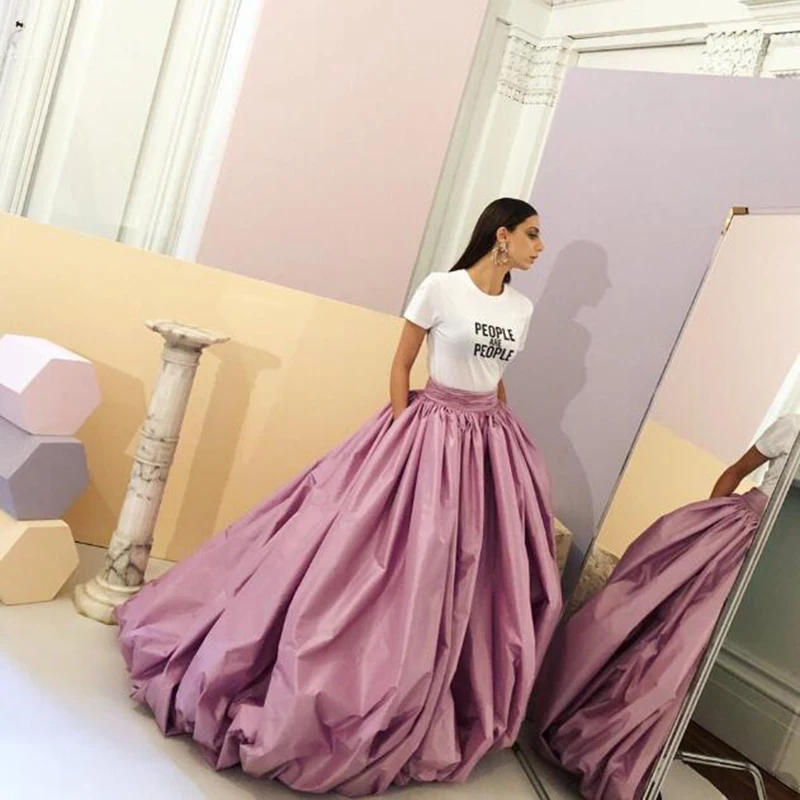 New Arrival Satin Long Skirt Pleated Floor Length Ball Gown Women Skirts For Prom High Waist Custom South African Formal Skirt