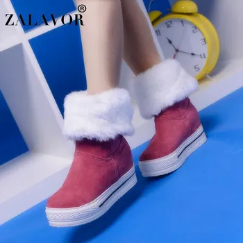 

ZALAVOR Women Thick Bottom Snow Boots Winter Hot Sale Warm Plush Mid Calf Boots Leisure Outdoor Women Footwear Size 34-43