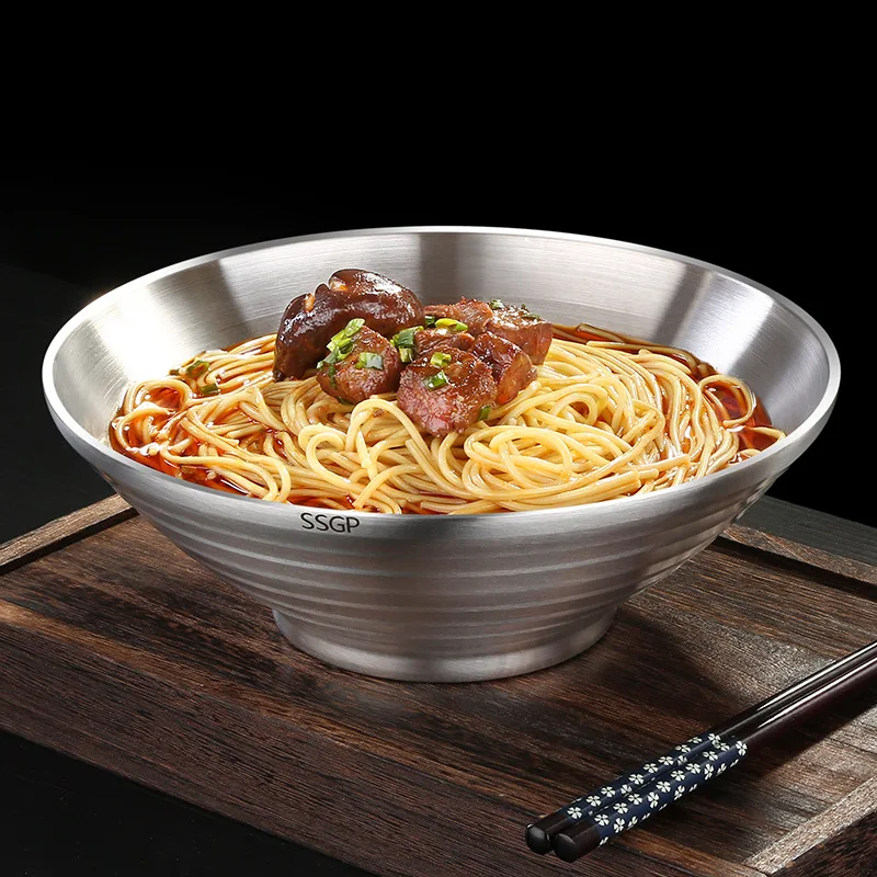 304 Нержавеющая сталь Bowl Ramen чаша чаши для риса и супа лапши быстрого