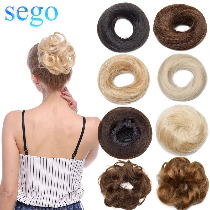Good Deal Hair-Extensions Hairpiece Wrap-Ponytail Scrunchies Donut-Chignon Human-Hair Curly SEGO bVnyAmn85