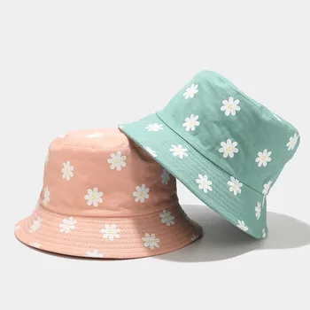 

Bucket Hats Women 2020 Summer Foldable Sunflower Print Outdoor Sunscreen Fisherman Cap Basin Chapeau Double-Sided Sun Hats 2063