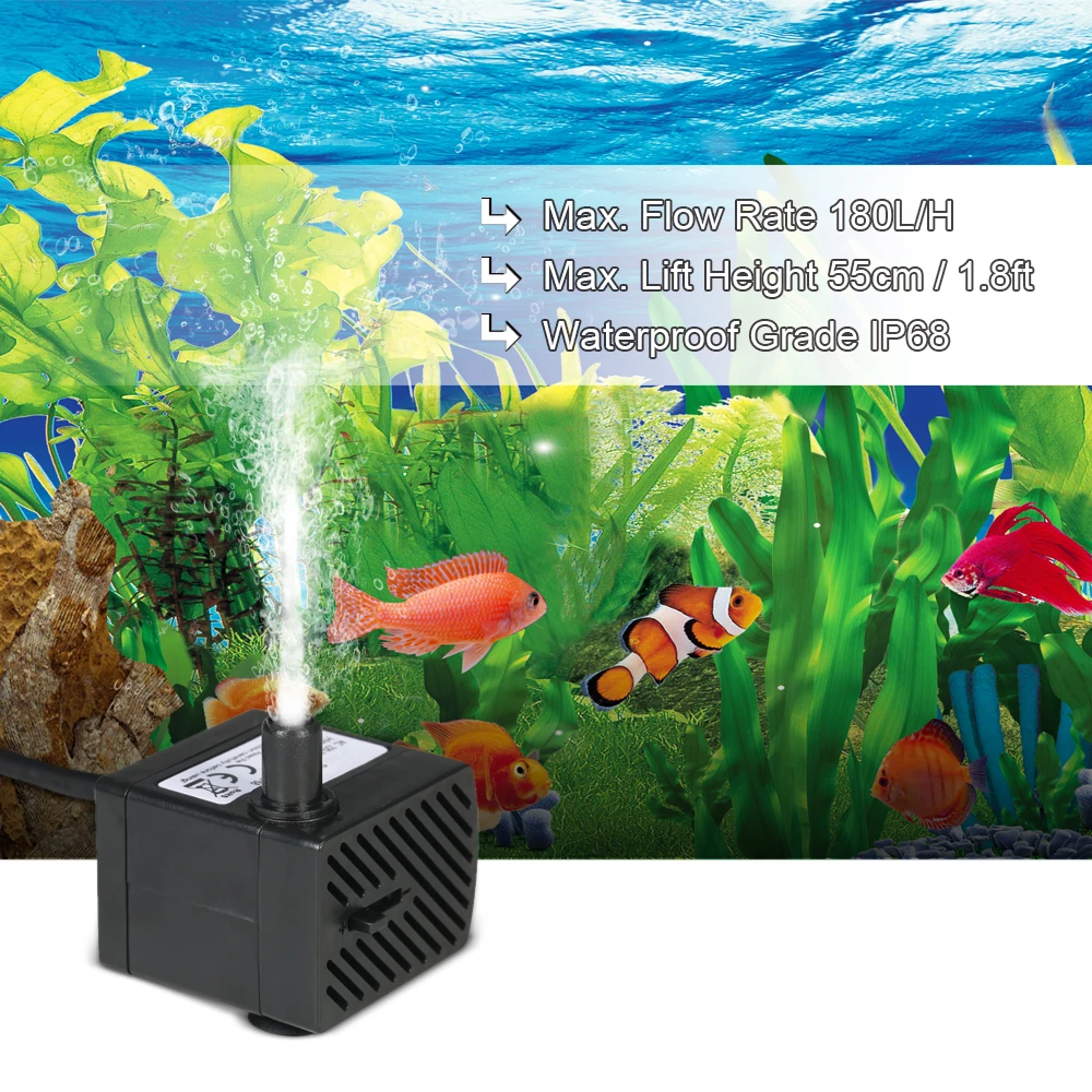 AC220-240V водяной насос для аквариума настольные фонтанчики для водоемов и гидропонных систем с одним соплом