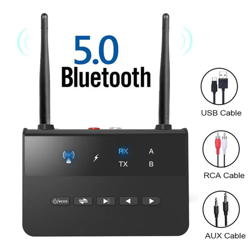 Bluetooth 5 0 Music Audio Adapter 2 In 1 Wireless Transmitter Receiver Adapter 3 5mm AUX Jack For TV PC Car Speaker Headphone