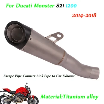 

Motorcycle Titanium alloy Link Pipe Escape Exhaust Vent Pipe Silencer System Set Silp on for Ducati Monster 1200 821 2014-2018