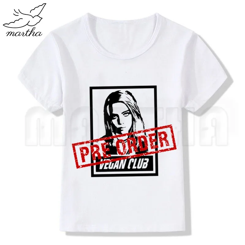 WhiteP Billie Eilish/белая футболка для маленьких девочек летние повседневные футболки с короткими рукавами для мальчиков детские модные топы, летняя футболка для девочек - Цвет: WhiteP