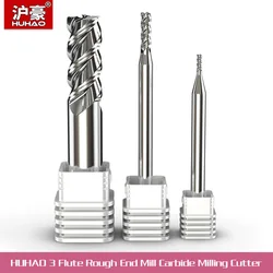 Huhao 3 flauta moinho de extremidade áspera hrc55 carboneto alto polonês fresa de tungstênio aço cnc ferramenta maching