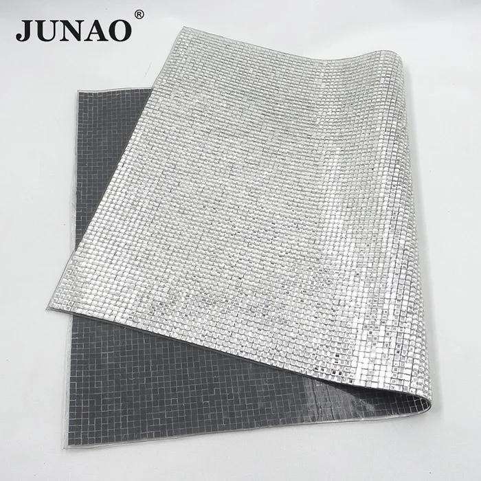 JUNAO-24x40cm-Clear-Crystal-Mesh-Hotfix-Rhinestones-Trim-Square-Glass-Stones-Applique-Hot-Fix-Crystal-Fabric
