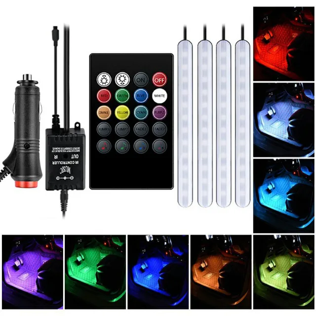 

2020 NEW Car Interior Atmosphere LED RGB Strip Light Dash Floor Foot RGB LED Strip Decorative Light Music Sound Control
