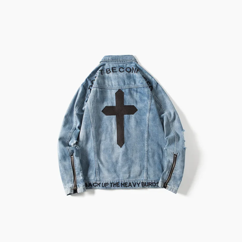 

Vertical Ze Produced 19ss Back Embroidered Zipper Jeans Coat