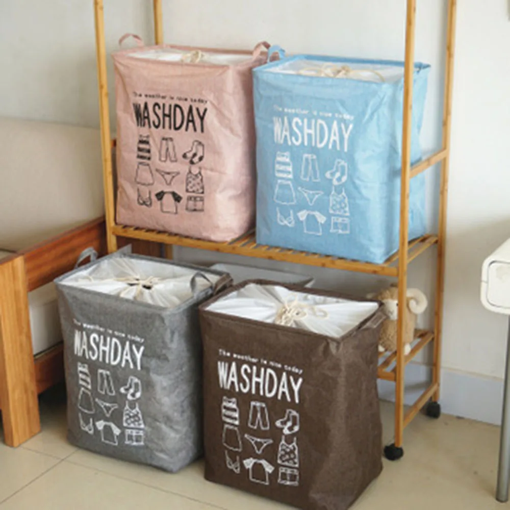 

Square Storage Bucket Oversized Foldable Beam Closure Sundries Clothes Dirty Cloth Basket Toy Bag Storage Basket Literary Style