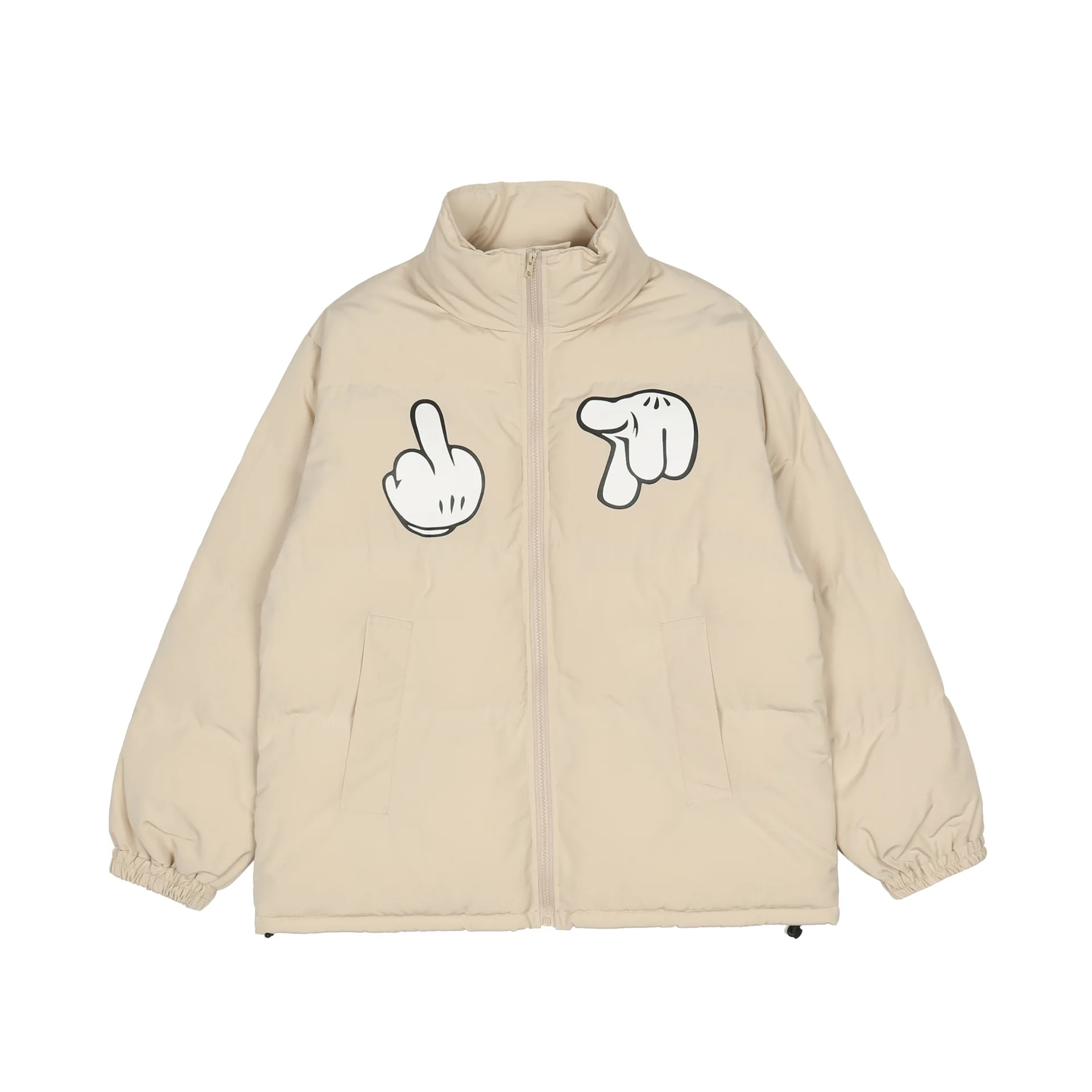 

BF lazy gesture printing cotton jacket men's street fashion brand loose thick padded jacket winter warm cotton jacket