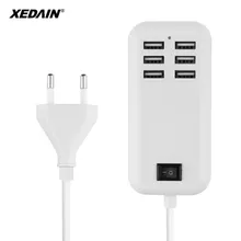 XEDAIN, 6 портов, USB зарядное устройство для телефона, 5 В/3 А, EU/US, адаптер, универсальный для мобильного телефона, для iPhone, iPad, samsung, несколько настенных зарядных устройств