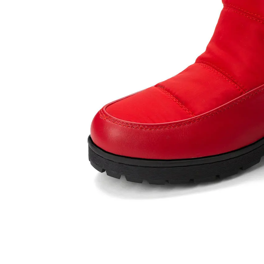 QUTAA/ г. Зимняя женская обувь на квадратном каблуке зимние ботинки без застежки на платформе с круглым носком ботинки до середины икры из PU искусственной кожи с милыми ушками Большие размеры 34-43