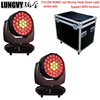

Free Shipping RDM Function LED Moving Head 37X15W Wash+Zoom Moving Head Light RGBW 4IN1 Pack + 2in1 Flight Case/Road Case