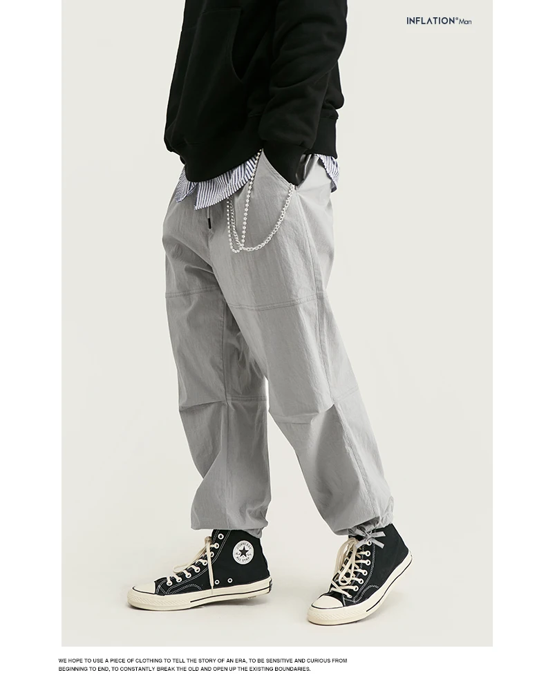 Мужские джоггеры с принтом «инфляция»,, FW, уличная одежда, свободные повседневные штаны с завязкой, мужские гофрированные штаны-шаровары в стиле хип-хоп, 93451W