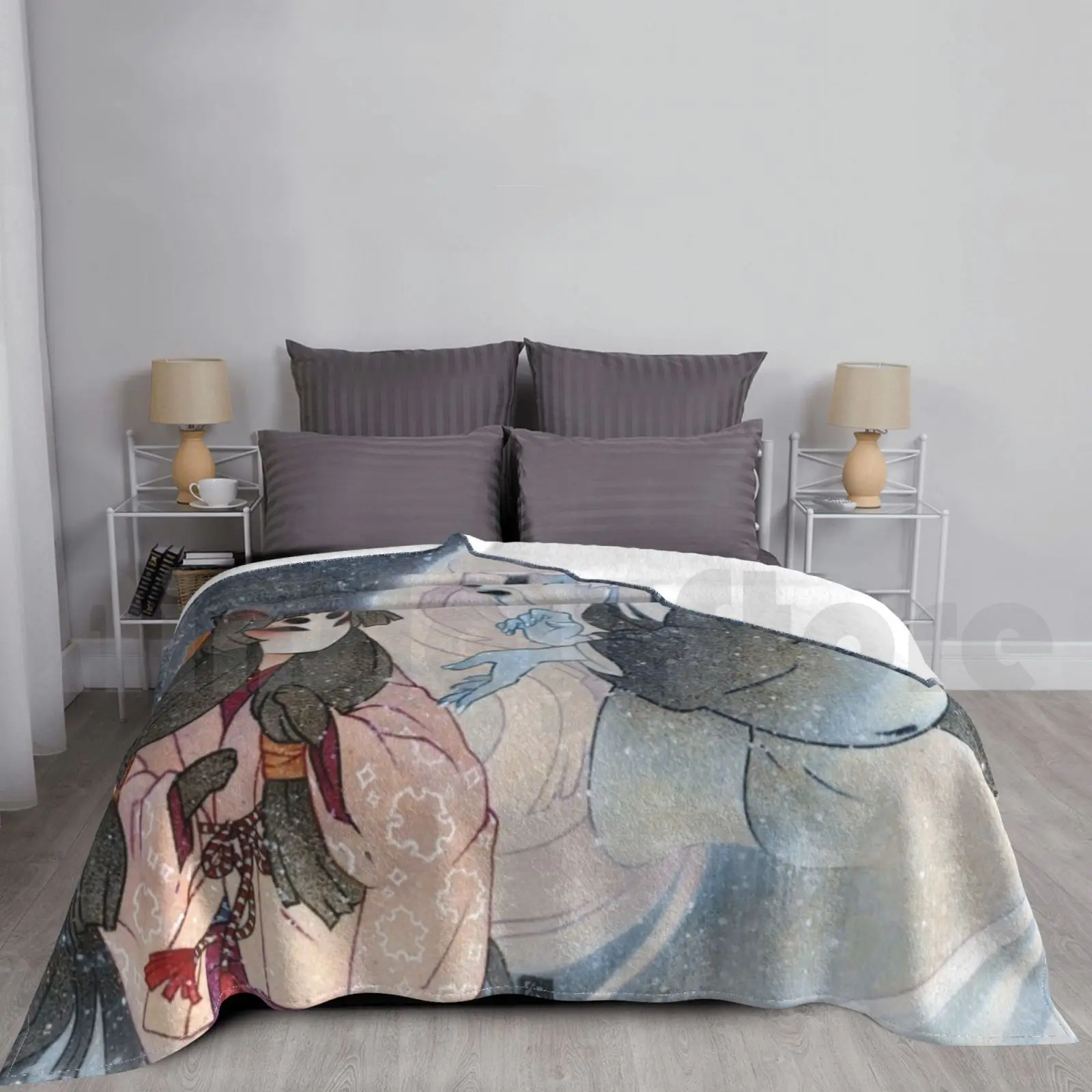 La Coperta Yuki Ona-Kitsune Yurei Yokai Per Divano Letto Da Viaggio Yukionna Yuki Onna Kitsune Fox Yokai Yurei Snow